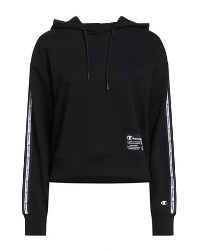 Champion Woman Sweatshirt Black Size L Cotton, Polyester