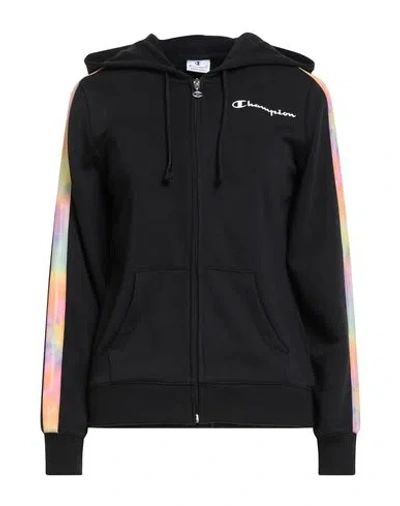 Champion Woman Sweatshirt Black Size S Cotton, Polyester