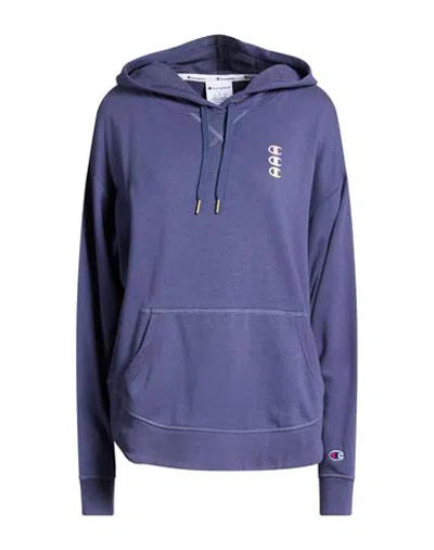 Champion Woman Sweatshirt Blue Size L Cotton, Polyester