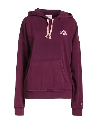 Champion Woman Sweatshirt Plum Size L Cotton, Polyester In Burgundy