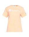 Champion Woman T-shirt Apricot Size L Cotton In Orange