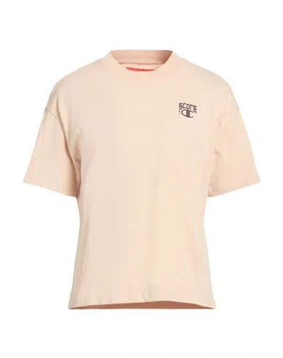 Champion Woman T-shirt Beige Size L Cotton In Neutral