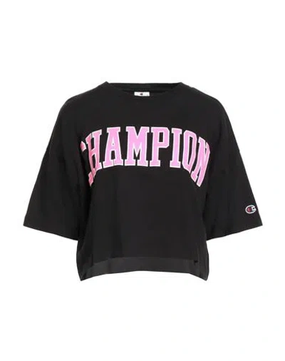 Champion Woman T-shirt Black Size L Cotton