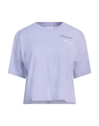 Champion Woman T-shirt Lilac Size L Cotton In Purple