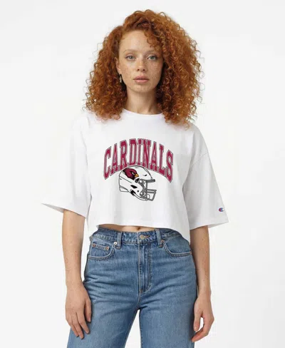 Champion Women's Arizona Cardinals Cropped Boyfriend T-shirt In White