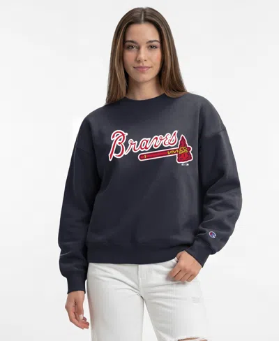 Champion Women's Atlanta Braves All-star Relaxed-fit Crew Neck Sweatshirt In Blue
