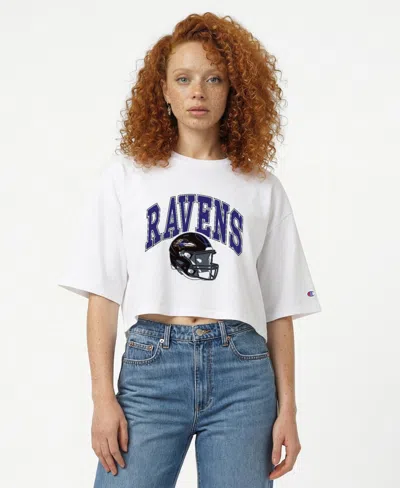Champion Women's Baltimore Ravens Boyfriend Cropped T-shirt In Red