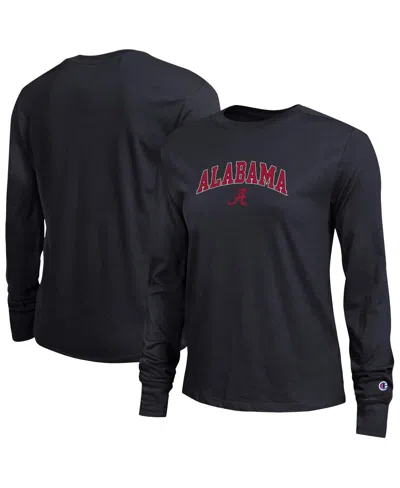 Champion Women's Black Alabama Crimson Tide Arch Over Logo Long Sleeve T-shirt In Blue