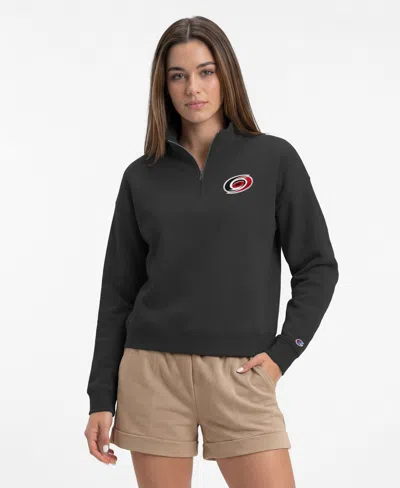 Champion Women's Black Carolina Hurricanes Power Blend Quarter-zip Sweatshirt