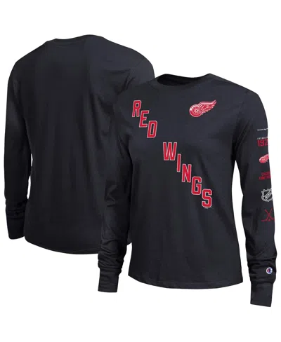 Champion Women's Black Detroit Red Wings 2-hit Long Sleeve T-shirt In Multi
