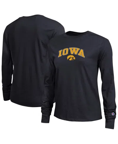 Champion Women's Black Iowa Hawkeyes Arch Over Logo Long Sleeve T-shirt