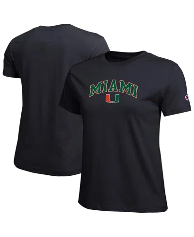 Champion Women's Black Miami Hurricanes Arched Over Logo T-shirt