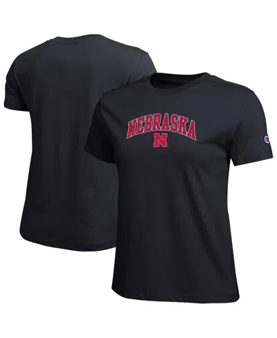 Champion Women's Black Nebraska Huskers Arched Over Logo T-shirt