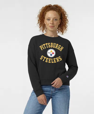 Champion Women's Black Pittsburgh Steelers Heart Soul Powerblend Sweatshirt