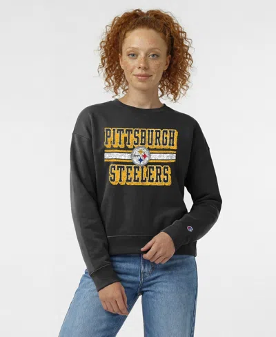 Champion Women's Black Pittsburgh Steelers Powerblend Fleece Sweatshirt