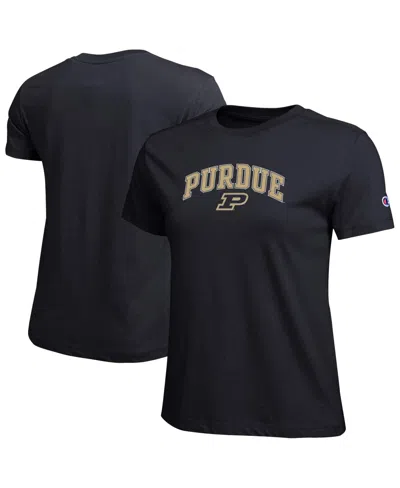 Champion Women's Black Purdue Boilermakers Arched Over Logo T-shirt In Blue