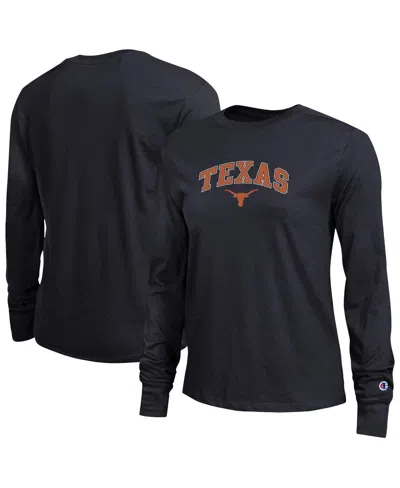 Champion Women's Black Texas Longhorns Arch Over Logo Long Sleeve T-shirt In Multi