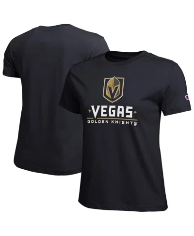 Champion Women's Black Vegas Golden Knights Wordmark Lockup T-shirt In Blue