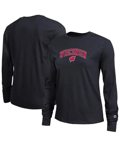Champion Women's Black Wisconsin Badgers Arch Over Logo Long Sleeve T-shirt