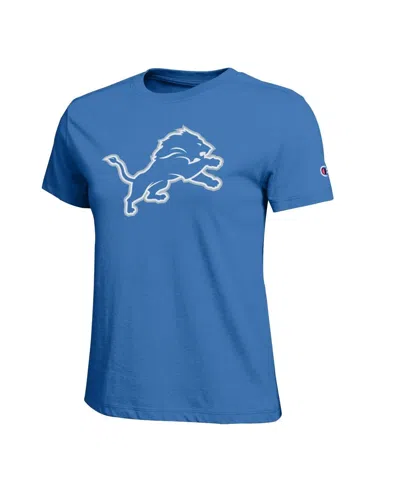 Champion Women's Blue Detroit Lions Logo T-shirt In Multi