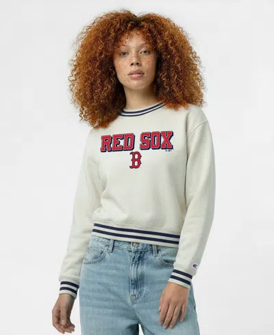 Champion Women's Boston Red Sox Long-sleeve Pullover Reverse Weave Sweatshirt In Gray