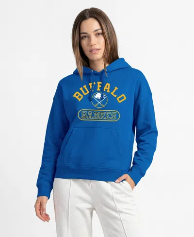 Champion Women's Buffalo Sabres Arched Pill Box Graphic Fleece-lined Hoodie In Blue