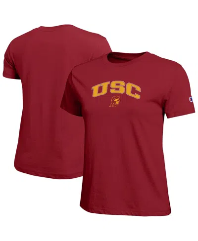 Champion Women's Cardinal Usc Trojans Arched Over Logo T-shirt In Red