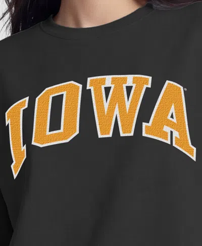 Champion Women's  Black Iowa Hawkeyes Fleece Crew Sweatshirt In Multi