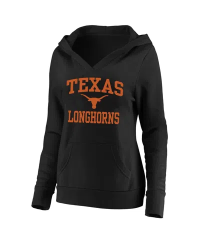 Champion Women's  Black Texas Longhorns Plus Size Heart & Soul Notch Neck Pullover Hoodie