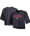 Champion Women's  Heather Charcoal Georgia Bulldogs Boyfriend Cropped T-shirt In Heather Charcoal