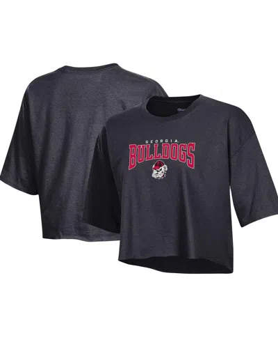 Champion Women's  Heather Charcoal Georgia Bulldogs Boyfriend Cropped T-shirt