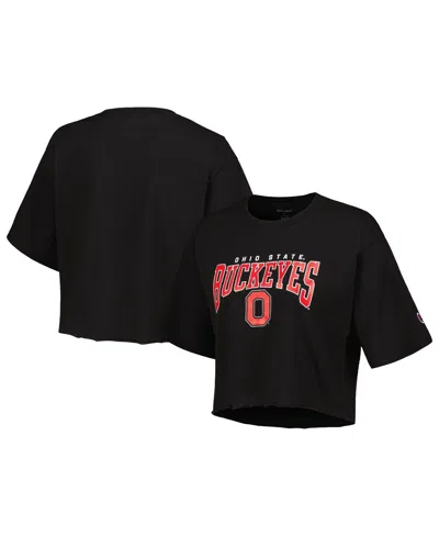 Champion Women's  Heather Charcoal Ohio State Buckeyes Boyfriend Cropped T-shirt