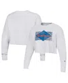 Champion Women's  Heather Gray Distressed Florida Gators Reverse Weave Cropped Pullover Sweatshirt In Heather Gray