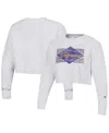 Champion Women's  Heather Gray Distressed Lsu Tigers Reverse Weave Cropped Pullover Sweatshirt In Heather Gray