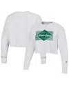 Champion Women's  Heather Gray Distressed Michigan State Spartans Reverse Weave Cropped Pullover Swea In Heather Gray