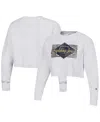 Champion Women's  Heather Gray Distressed Notre Dame Fighting Irish Reverse Weave Cropped Pullover Sw In Heather Gray