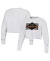 Champion Women's  Heather Gray Distressed Texas Longhorns Reverse Weave Cropped Pullover Sweatshirt In Heather Gray