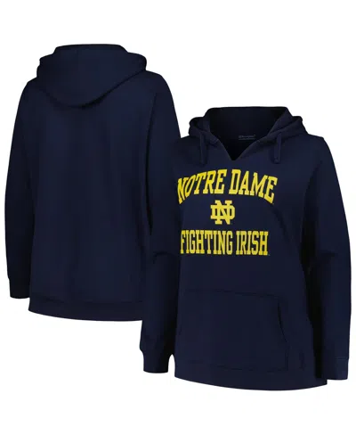 Champion Women's  Navy Notre Dame Fighting Irish Plus Size Heart & Soul Notch Neck Pullover