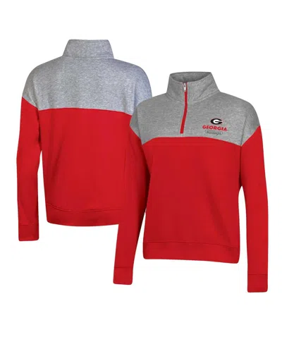 CHAMPION WOMEN'S CHAMPION RED GEORGIA BULLDOGS COLOR-BLOCKED QUARTER-ZIP SWEATSHIRT