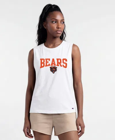 Champion Women's Chicago Bears Distressed Crew-neck Cotton-blend Muscle Tank Top In White