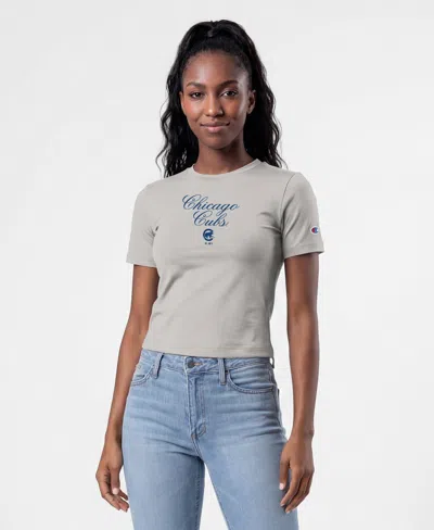 Champion Women's Chicago Cubs Fitted Cropped T-shirt In Gray