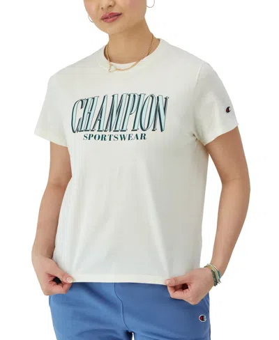 Champion Women's Classic Cotton Crewneck Logo Short-sleeve T-shirt In Natural