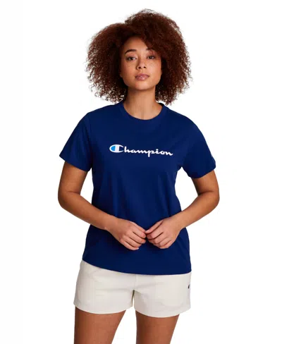 Champion Women's Classic Script Graphic T-shirt In Blue