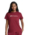 Champion Classic T-shirt, Script Logo In Burgundy