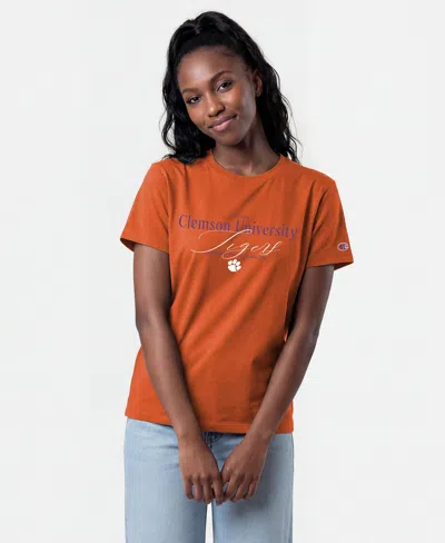 Champion Women's Clemson Tigers Crewneck Cotton-blend T-shirt In Orange