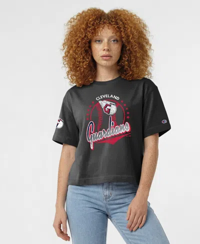 Champion Women's Cleveland Guardians Graphic Oversized-fit T-shirt In Black