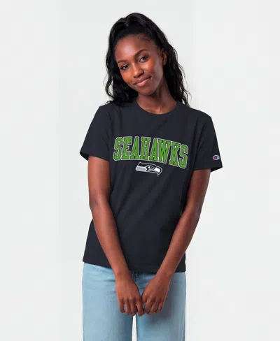 Champion Women's College Navy Seattle Seahawks Arched Over Logo T-shirt