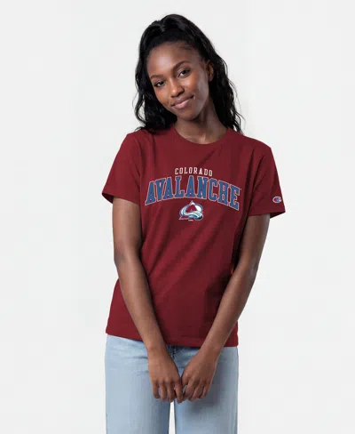 Champion Women's Colorado Avalanche Screen-print Crewneck T-shirt In Burgundy