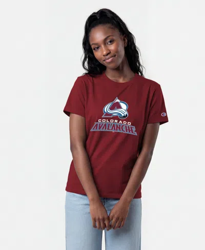 Champion Women's Colorado Avalanche Wordmark Lockup T-shirt In Burgundy
