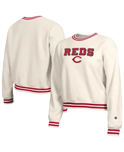 Champion Women's Cream Cincinnati Reds Reverse Weave Sweatshirt In White
